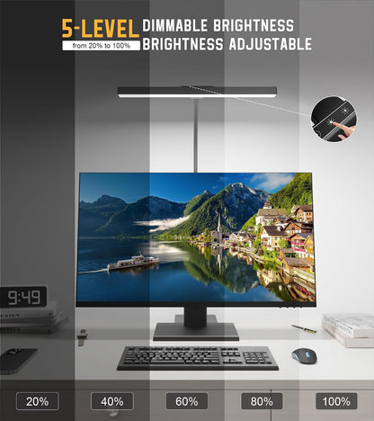 LED Desk Lamp for Home Office with Base, Eye-Caring Desk Light 12W, Black