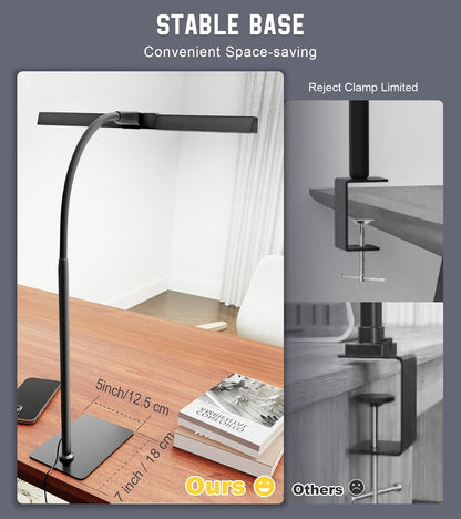 LED Desk Lamp for Home Office with Base, Eye-Caring Desk Light 12W, Black