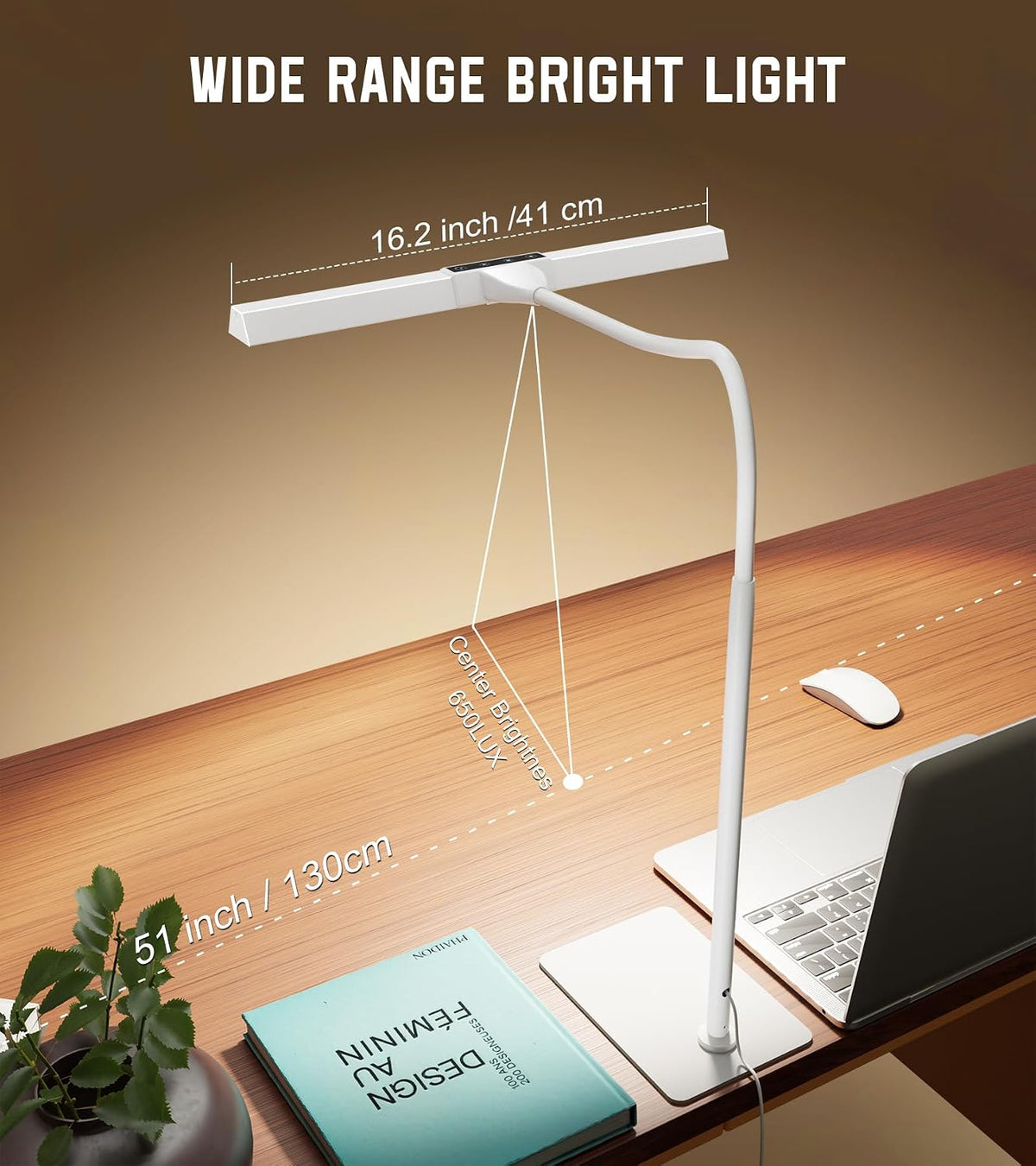 LED Desk Lamp for Home Office with Base, Eye-Caring Desk Light 12W, Black