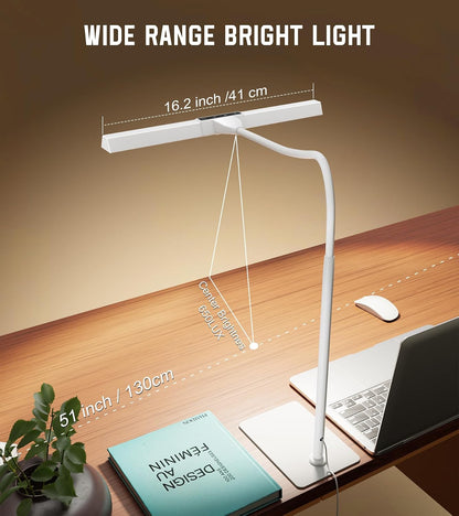 LED Desk Lamp for Home Office with Base, Eye-Caring Desk Light 12W, Black