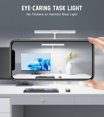 LED Desk Lamp for Home Office with Base, Eye-Caring Desk Light 12W, Black