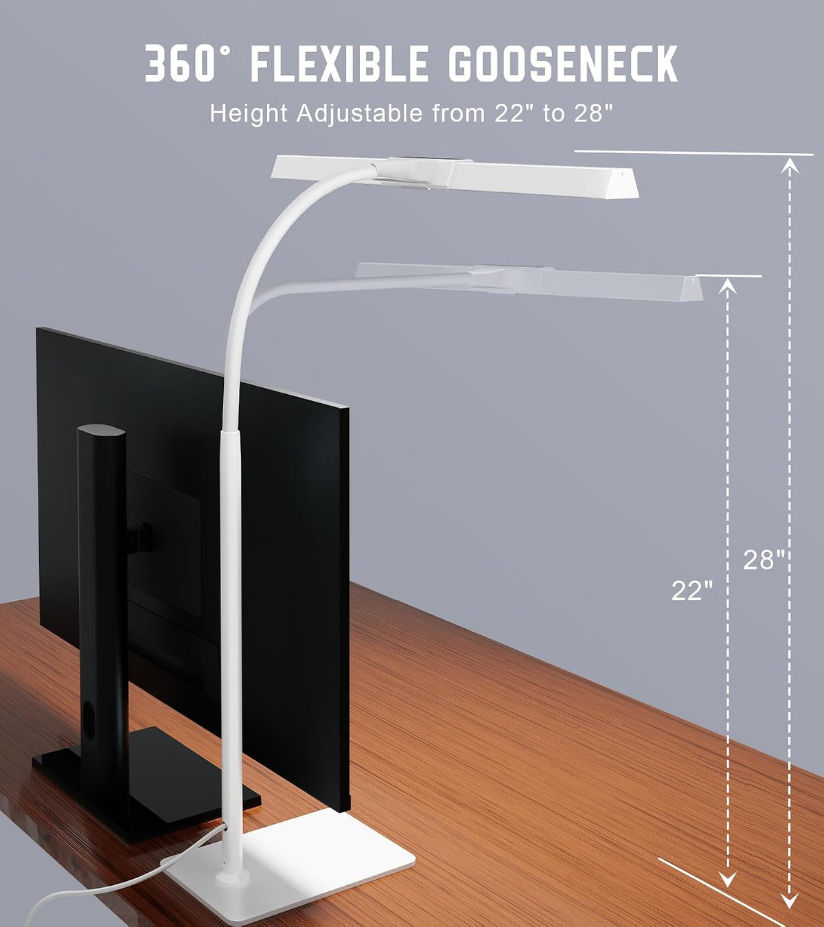 LED Desk Lamp for Home Office with Base, Eye-Caring Desk Light 12W, Black