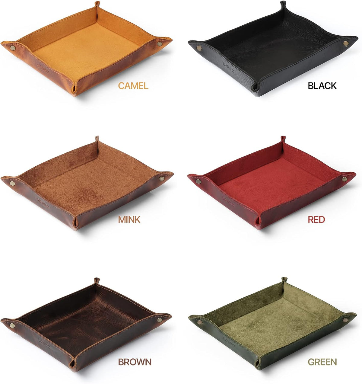Genuine Leather Tray Organizer - Practical Lightweight Water Resistant Computer Table Desk Storage Box for Wallets, Watches, Keys, Coins, Cell Phones and Office Equipment