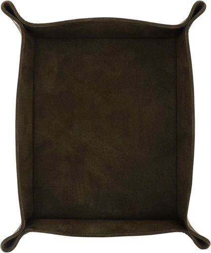 Genuine Leather Tray Organizer - Practical Lightweight Water Resistant Computer Table Desk Storage Box for Wallets, Watches, Keys, Coins, Cell Phones and Office Equipment