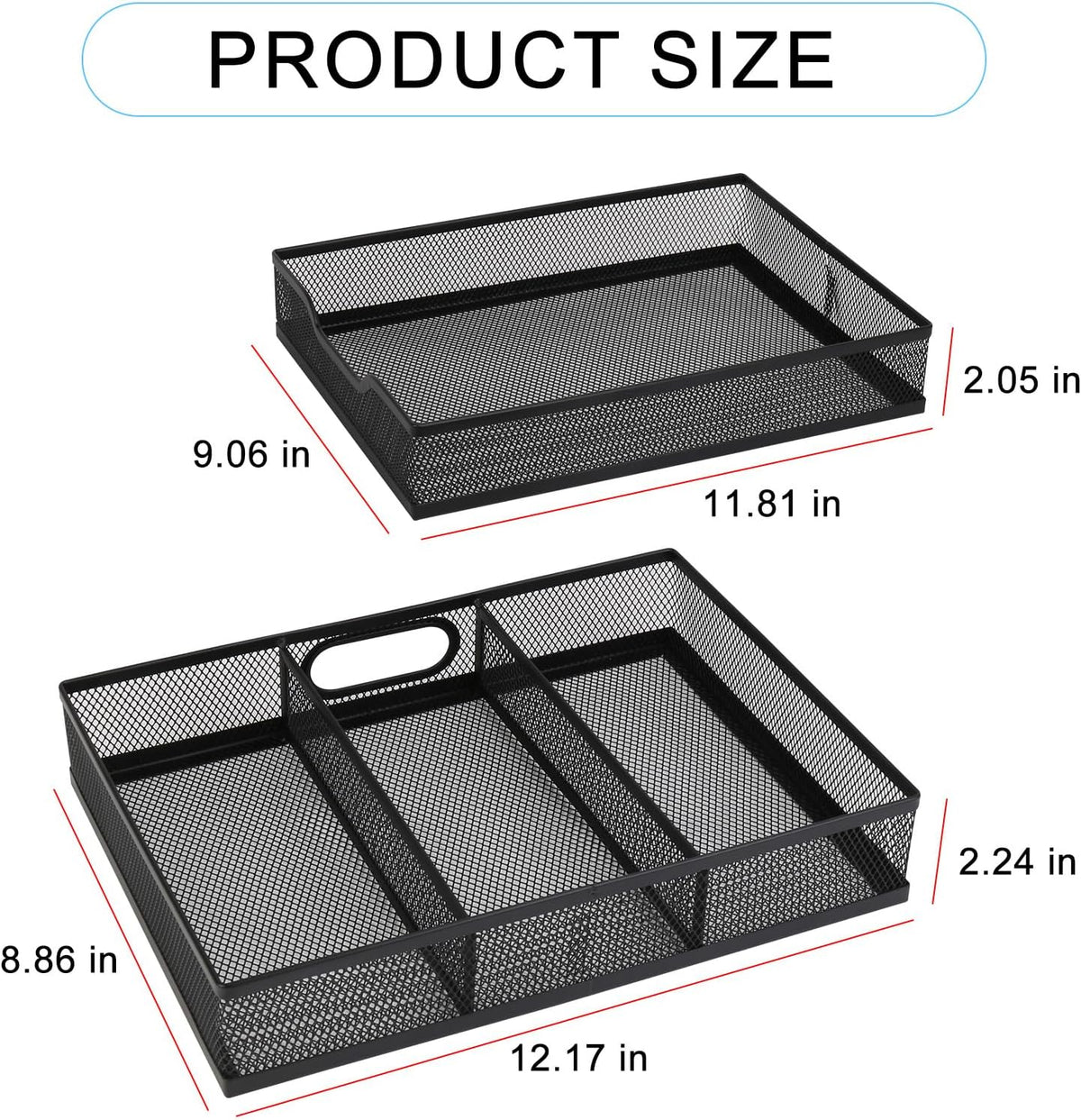 Office Drawer Organizer, Metal Mesh Desk Draw Divider, Versatile Desktop Organizer Tray to Keep Supplies Tidy and Easy to Access, Stackable A4 Paper Holder Tray for School