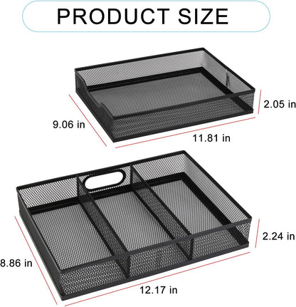 Office Drawer Organizer, Metal Mesh Desk Draw Divider, Versatile Desktop Organizer Tray to Keep Supplies Tidy and Easy to Access, Stackable A4 Paper Holder Tray for School