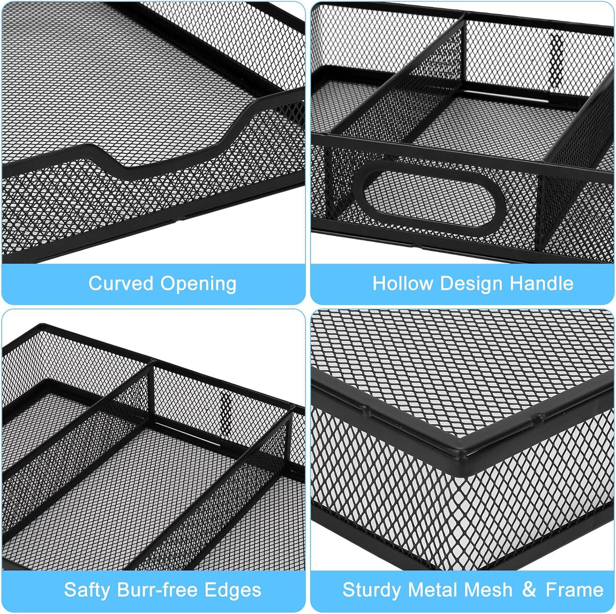 Office Drawer Organizer, Metal Mesh Desk Draw Divider, Versatile Desktop Organizer Tray to Keep Supplies Tidy and Easy to Access, Stackable A4 Paper Holder Tray for School