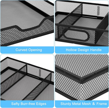 Office Drawer Organizer, Metal Mesh Desk Draw Divider, Versatile Desktop Organizer Tray to Keep Supplies Tidy and Easy to Access, Stackable A4 Paper Holder Tray for School