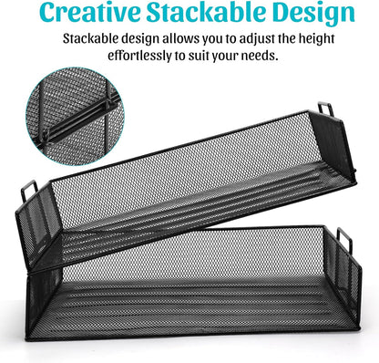 Office Drawer Organizer, Metal Mesh Desk Draw Divider, Versatile Desktop Organizer Tray to Keep Supplies Tidy and Easy to Access, Stackable A4 Paper Holder Tray for School