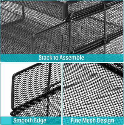 Office Drawer Organizer, Metal Mesh Desk Draw Divider, Versatile Desktop Organizer Tray to Keep Supplies Tidy and Easy to Access, Stackable A4 Paper Holder Tray for School