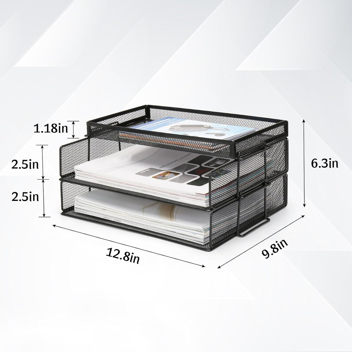 Office Drawer Organizer, Metal Mesh Desk Draw Divider, Versatile Desktop Organizer Tray to Keep Supplies Tidy and Easy to Access, Stackable A4 Paper Holder Tray for School