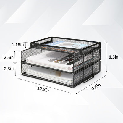 Office Drawer Organizer, Metal Mesh Desk Draw Divider, Versatile Desktop Organizer Tray to Keep Supplies Tidy and Easy to Access, Stackable A4 Paper Holder Tray for School