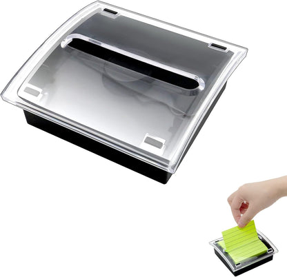 1 Pcs Pop Up Sticky Note Dispenser Sticky Note Holder Pop Up Note Dispenser Transparent Top for 3 x 3 Inch Sticky Notes School Office Home Store Black Base Clear Top (1)