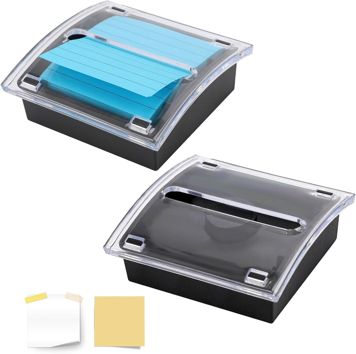 1 Pcs Pop Up Sticky Note Dispenser Sticky Note Holder Pop Up Note Dispenser Transparent Top for 3 x 3 Inch Sticky Notes School Office Home Store Black Base Clear Top (1)
