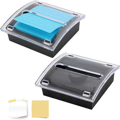 1 Pcs Pop Up Sticky Note Dispenser Sticky Note Holder Pop Up Note Dispenser Transparent Top for 3 x 3 Inch Sticky Notes School Office Home Store Black Base Clear Top (1)