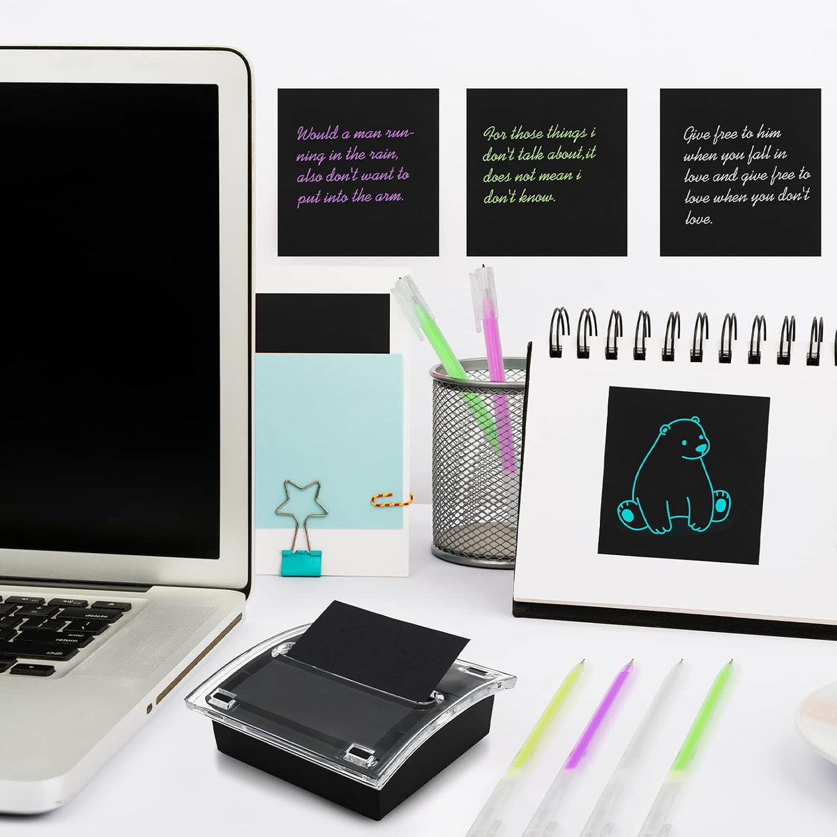 1 Pcs Pop Up Sticky Note Dispenser Sticky Note Holder Pop Up Note Dispenser Transparent Top for 3 x 3 Inch Sticky Notes School Office Home Store Black Base Clear Top (1)