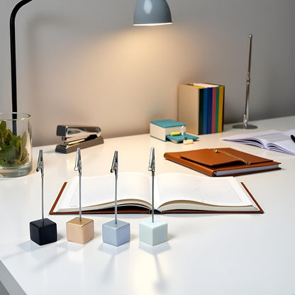 4 Pcs Memo Clip Holders Stand with Alligator Clasp Pictures Card Paper Note Clip for Office Home Use, Paper Stand for Desk, Office Memo Holders (4 Color)