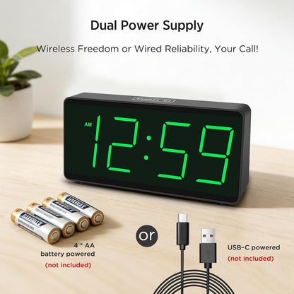 Battery Operated Digital Alarm Clock for Bedrooms Big Numbers
