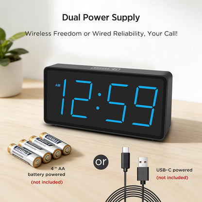 Battery Operated Digital Alarm Clock for Bedrooms Big Numbers