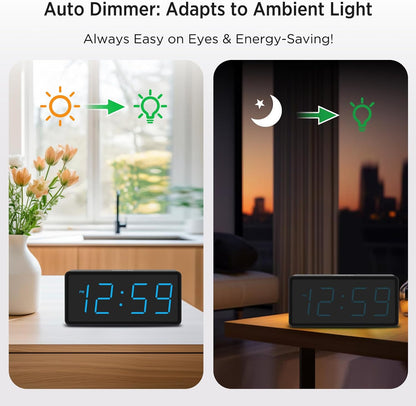 Battery Operated Digital Alarm Clock for Bedrooms Big Numbers