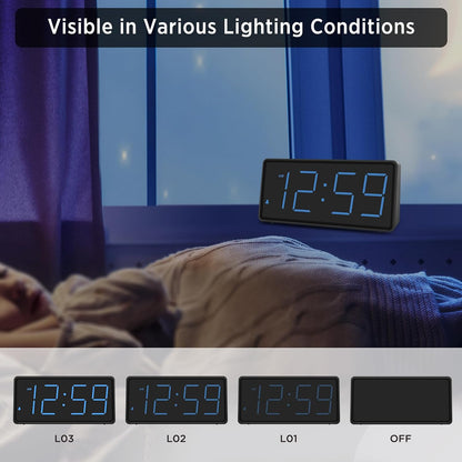 Battery Operated Digital Alarm Clock for Bedrooms Big Numbers