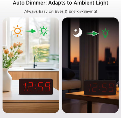 Battery Operated Digital Alarm Clock for Bedrooms Big Numbers