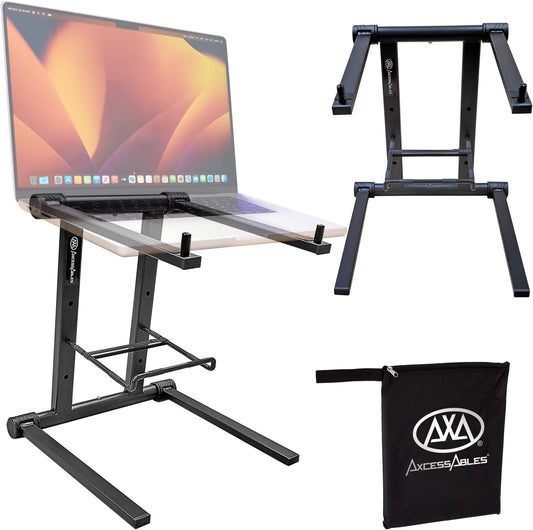 AXA DJ Laptop Stand with Travel Bag | Portable Foldable Aluminum Laptop Stand for Laptops up to 15 inches and 20lbs | No Assembly Required, Includes Carrying Bag