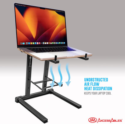 AXA DJ Laptop Stand with Travel Bag | Portable Foldable Aluminum Laptop Stand for Laptops up to 15 inches and 20lbs | No Assembly Required, Includes Carrying Bag