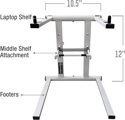 AXA DJ Laptop Stand with Travel Bag | Portable Foldable Aluminum Laptop Stand for Laptops up to 15 inches and 20lbs | No Assembly Required, Includes Carrying Bag