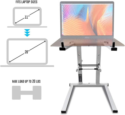 AXA DJ Laptop Stand with Travel Bag | Portable Foldable Aluminum Laptop Stand for Laptops up to 15 inches and 20lbs | No Assembly Required, Includes Carrying Bag