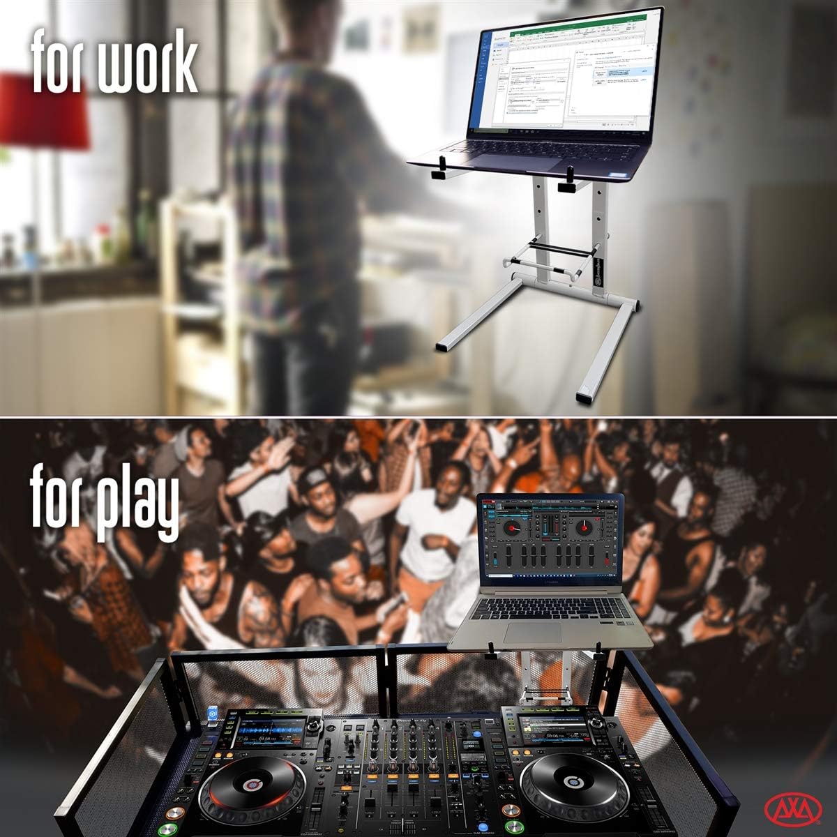 AXA DJ Laptop Stand with Travel Bag | Portable Foldable Aluminum Laptop Stand for Laptops up to 15 inches and 20lbs | No Assembly Required, Includes Carrying Bag
