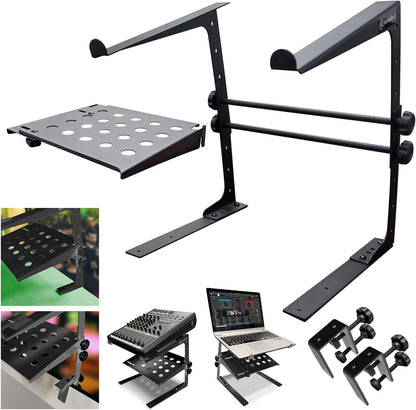 AXA DJ Laptop Stand with Travel Bag | Portable Foldable Aluminum Laptop Stand for Laptops up to 15 inches and 20lbs | No Assembly Required, Includes Carrying Bag