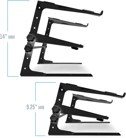 AXA DJ Laptop Stand with Travel Bag | Portable Foldable Aluminum Laptop Stand for Laptops up to 15 inches and 20lbs | No Assembly Required, Includes Carrying Bag