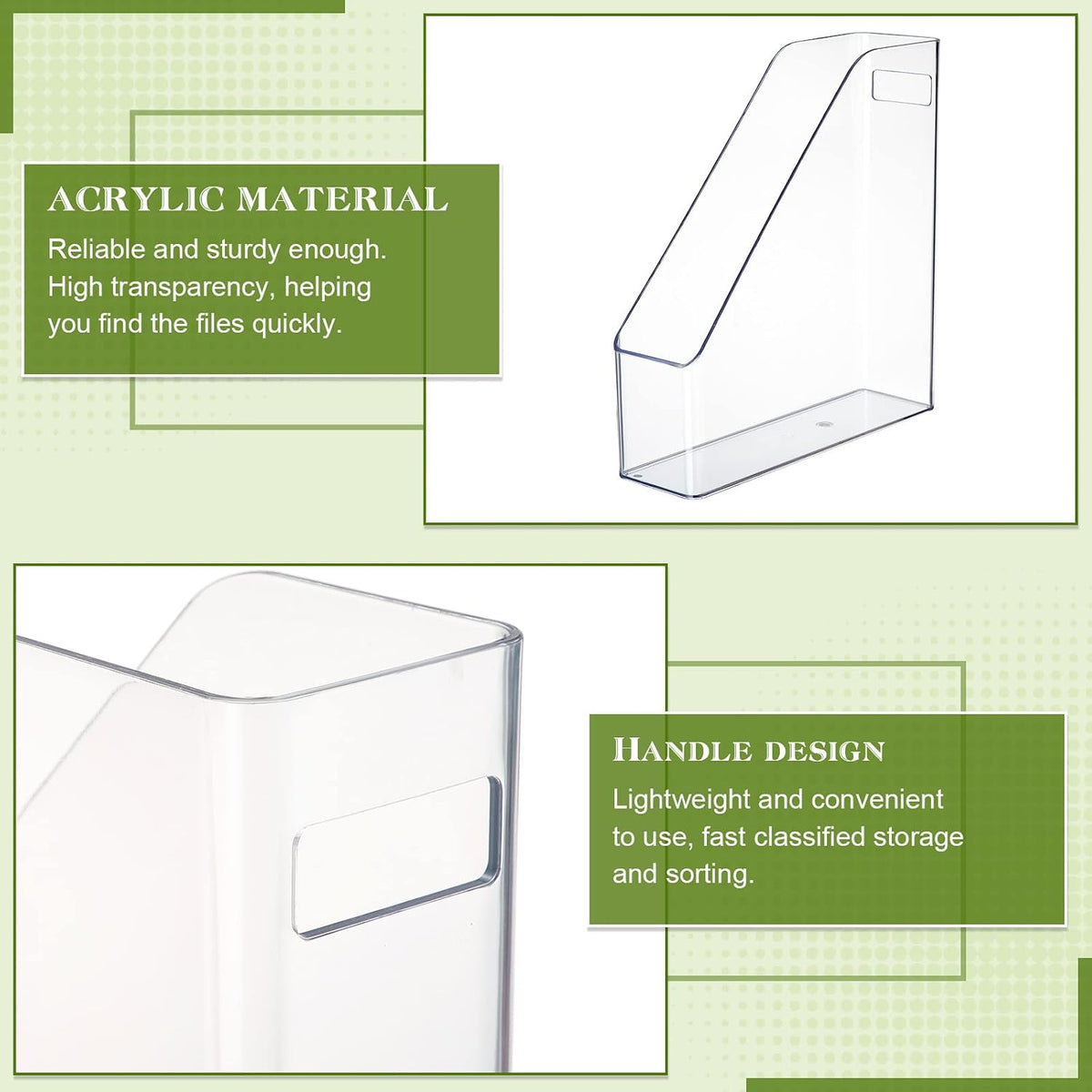 6 Pcs Clear Acrylic Magazine Holder with Handle Desk Organizer