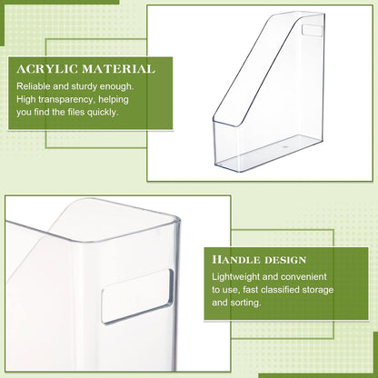 6 Pcs Clear Acrylic Magazine Holder with Handle Desk Organizer