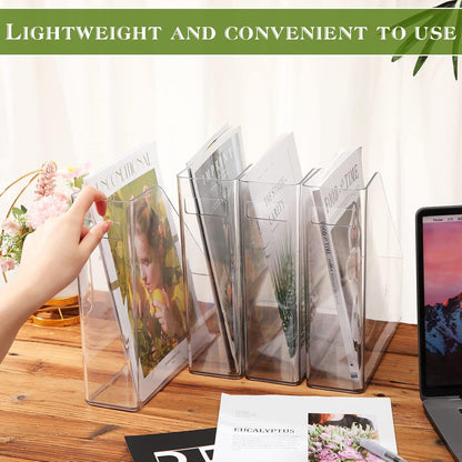 6 Pcs Clear Acrylic Magazine Holder with Handle Desk Organizer