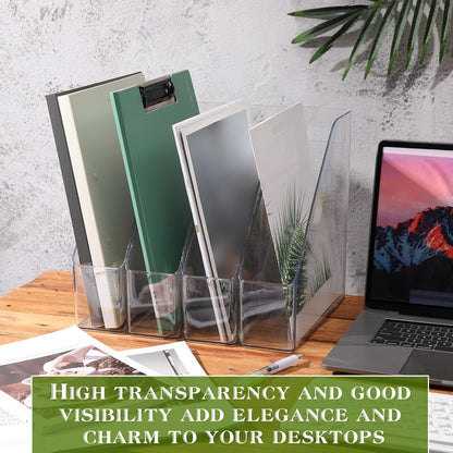 6 Pcs Clear Acrylic Magazine Holder with Handle Desk Organizer