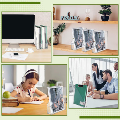 6 Pcs Clear Acrylic Magazine Holder with Handle Desk Organizer