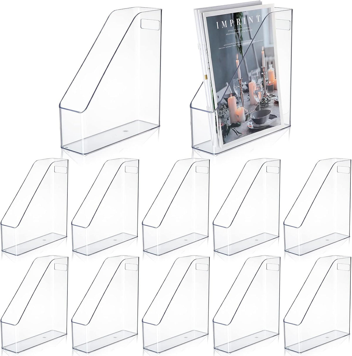 6 Pcs Clear Acrylic Magazine Holder with Handle Desk Organizer