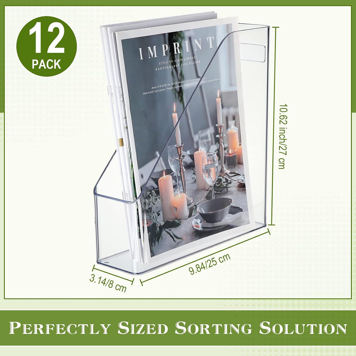 6 Pcs Clear Acrylic Magazine Holder with Handle Desk Organizer