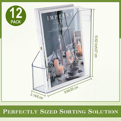 6 Pcs Clear Acrylic Magazine Holder with Handle Desk Organizer
