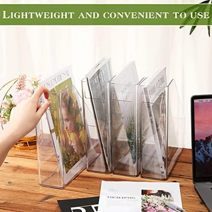 6 Pcs Clear Acrylic Magazine Holder with Handle Desk Organizer