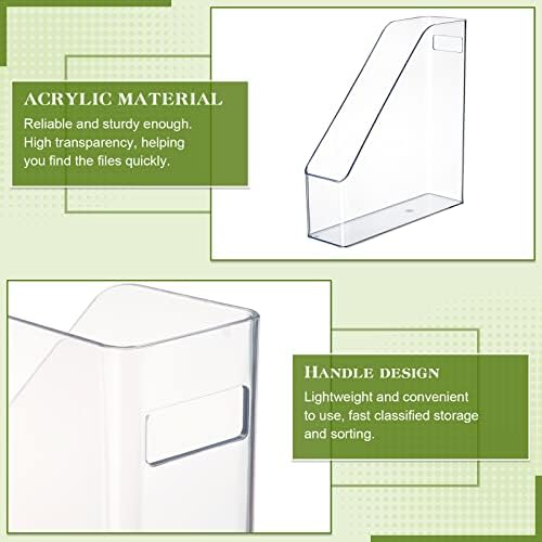 6 Pcs Clear Acrylic Magazine Holder with Handle Desk Organizer