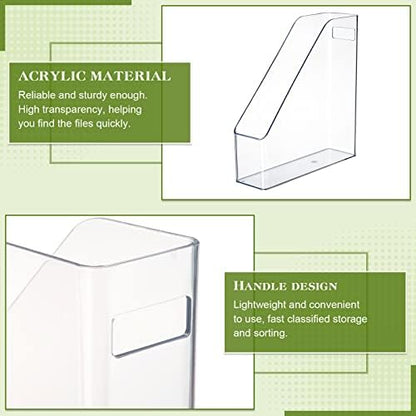 6 Pcs Clear Acrylic Magazine Holder with Handle Desk Organizer