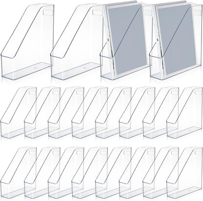 6 Pcs Clear Acrylic Magazine Holder with Handle Desk Organizer