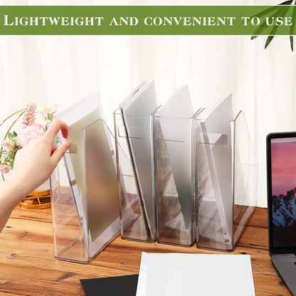 6 Pcs Clear Acrylic Magazine Holder with Handle Desk Organizer