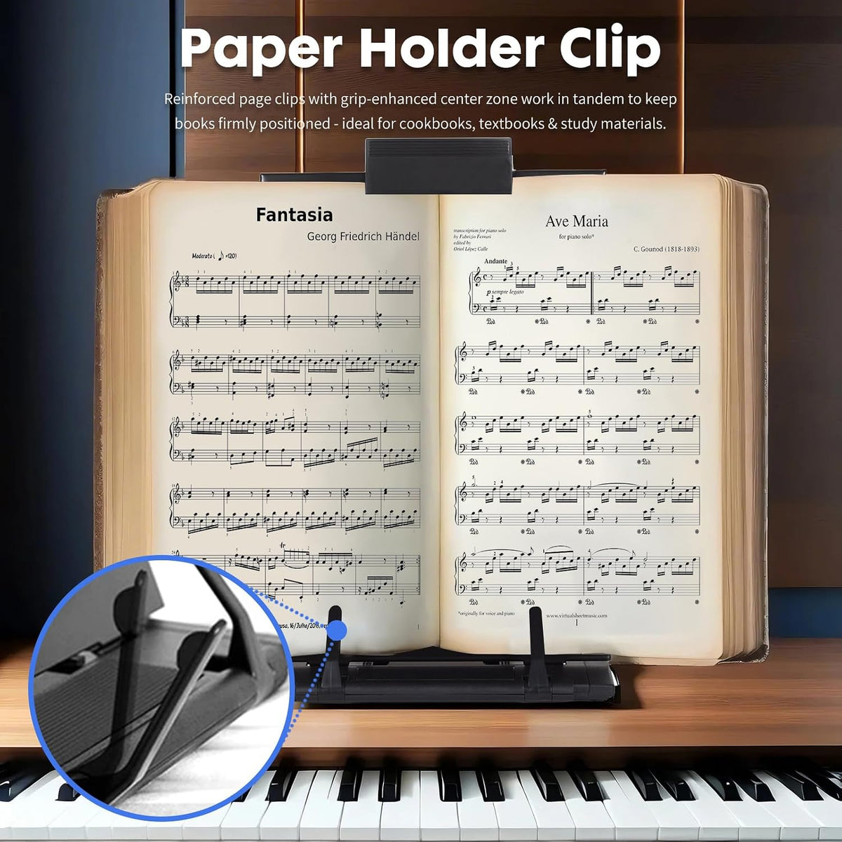 Document Holder Paper Stand with 7 Adjustable Positions, Black Metal Paper Holder Stand for Desk When Typing for Reading A4 Letter, Books, Music Sheet, Receipts, Textbooks