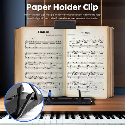 Document Holder Paper Stand with 7 Adjustable Positions, Black Metal Paper Holder Stand for Desk When Typing for Reading A4 Letter, Books, Music Sheet, Receipts, Textbooks