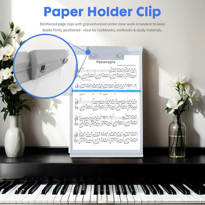 Document Holder Paper Stand with 7 Adjustable Positions, Black Metal Paper Holder Stand for Desk When Typing for Reading A4 Letter, Books, Music Sheet, Receipts, Textbooks