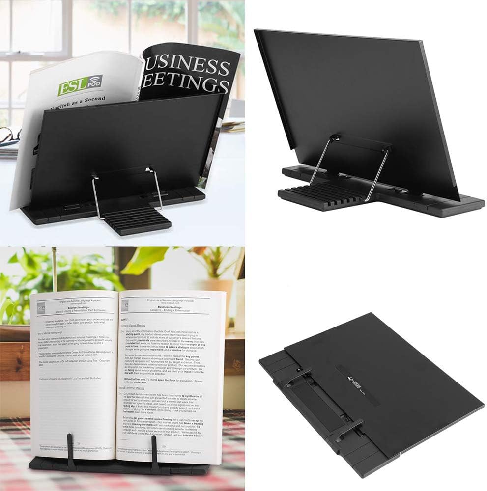 Document Holder Paper Stand with 7 Adjustable Positions, Black Metal Paper Holder Stand for Desk When Typing for Reading A4 Letter, Books, Music Sheet, Receipts, Textbooks